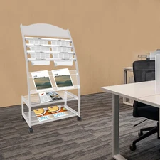 Modern Magazine Display Stand Magazine Rack Brochure Display Stand W/ 4* Wheels