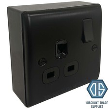 Matt Black 1 Gang Single Socket & 32mm Black Surface Pattress Back Box