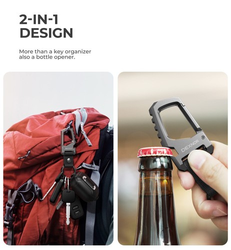 Dexnor Heavy Duty Key Chain Bottle Opener Carabiner Key Ring Clip Accessories - Picture 16 of 36