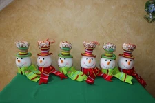 RAZ IMPORTS Set 2 SNOWMAN HEAD ORNAMENTS Christmas Holiday RED GREEN