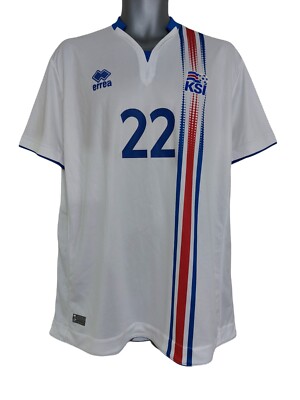 ISLAND NATIONALMANNSCHAFT 2016/2017 AUSWÄRTS FUSSBALLTRIKOT ERREA XL #22 GUDJOHNSEN