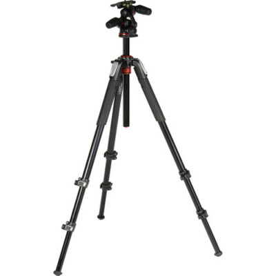 Manfrotto 500 Aluminum Tripod with Head - MK055XPRO3-3W for sale 