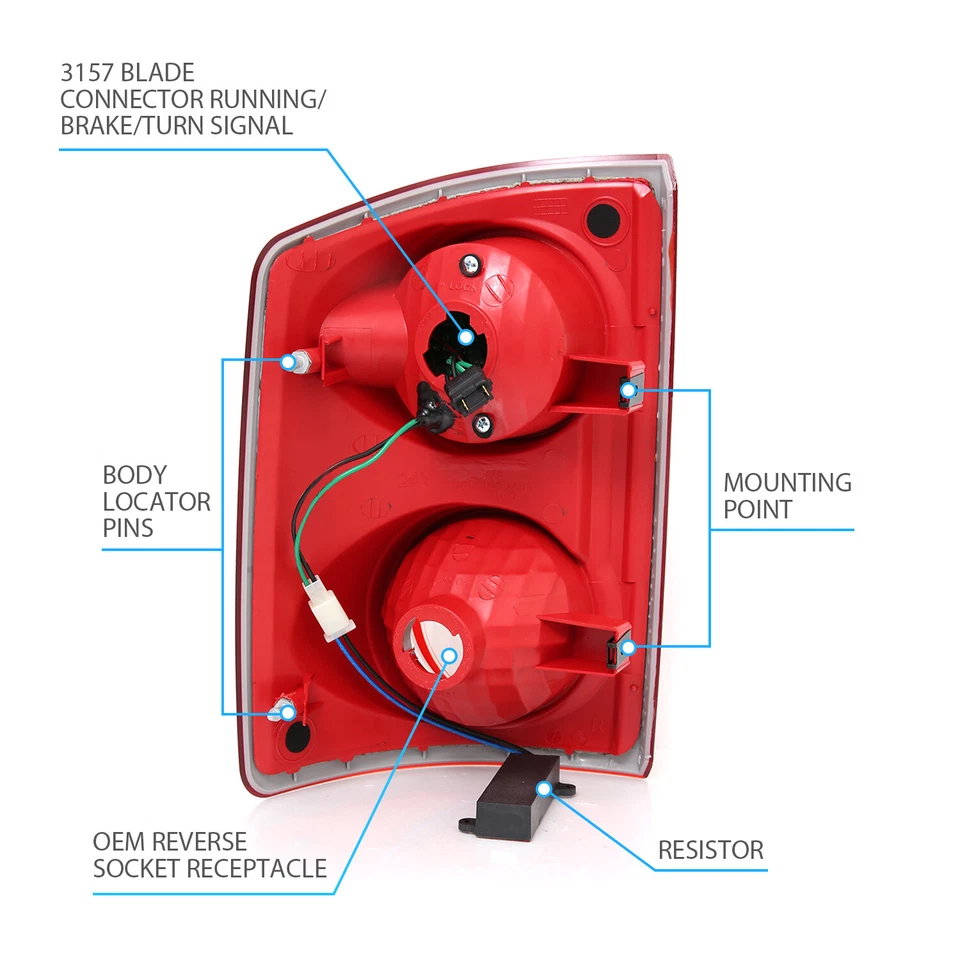 LED 2005 2006 2007 2008 2009 For Dodge Dakota Trunk Red Clear Brake Tail Lights - Image 2 of 4