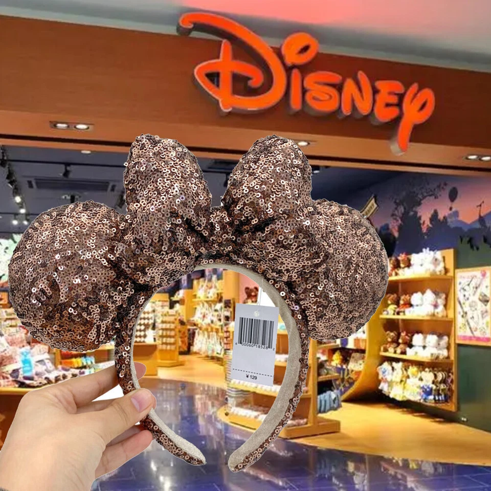 Diadema Brillante Lentejuelas Marrón Parques Disney Tokio Orejas de Minnie Mouse Mickey Mouse Foto 4 de 4