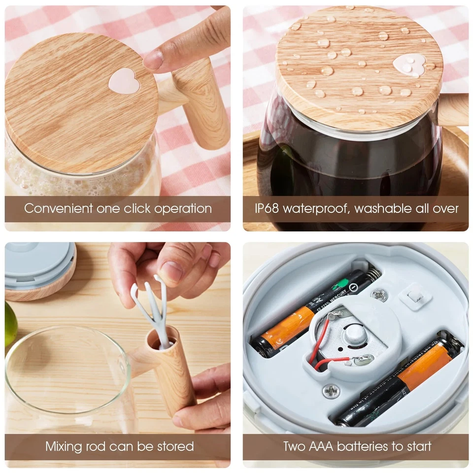 Tasse de mélange automatique 400ML, électrique en verre borosilicaté Foto 3 de 4