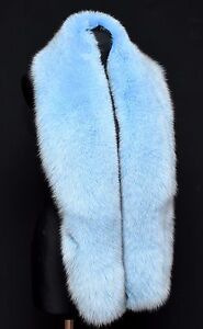 Platinum Saga Furs Sky Blue Fox Handmade Shoulder Wrap Scarf Boa Stole