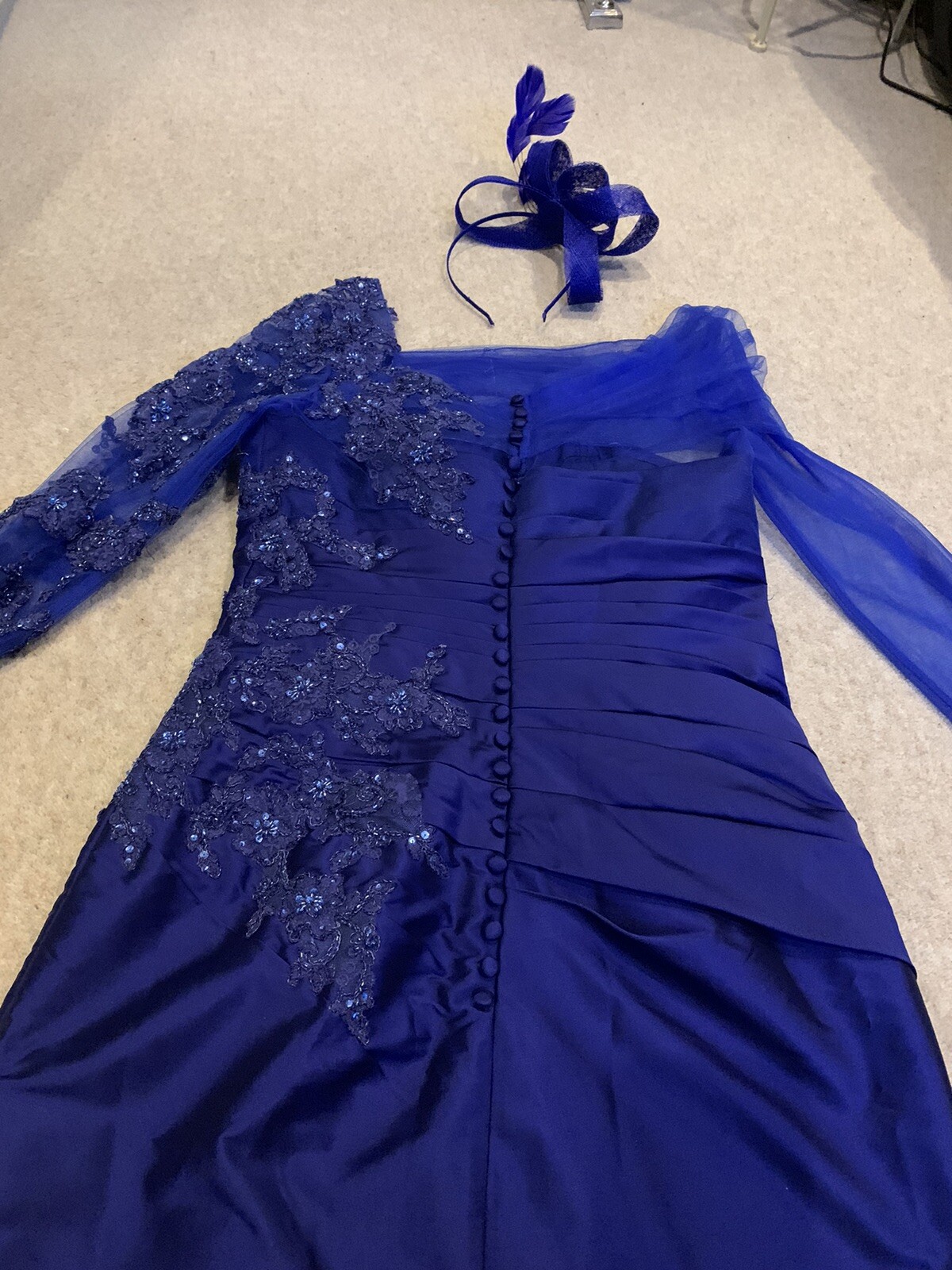 IRRESISTABLE Mother Of The Bride Embroidered Cobalt Blue Dress UK 12