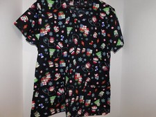 Zoe  Chloe Scrub Top Winter Owls size Large