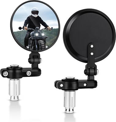 MICTUNING Universal Motorcycle Mirrors 3 Inch Round Folding Bar End Side Mirror