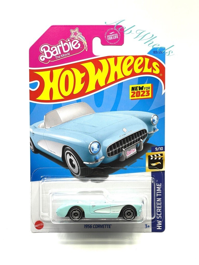 2023 Hot Wheels Barbie 1956 Corvette (blue/white) HW Screen  display picture 3