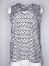 PLEIONE Womens Small to Medium Sleeveless Top White Black USA Made