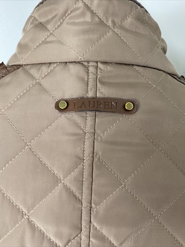 Ralph Lauren Cappotto Trapuntato Marrone Giacca Equitazione Donna XL Tasche Zip Snap - Foto 9 di 19