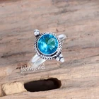 London Blue Topaz Gemstone 925 Sterling Silver Hand Ring Children Gift Jewelry