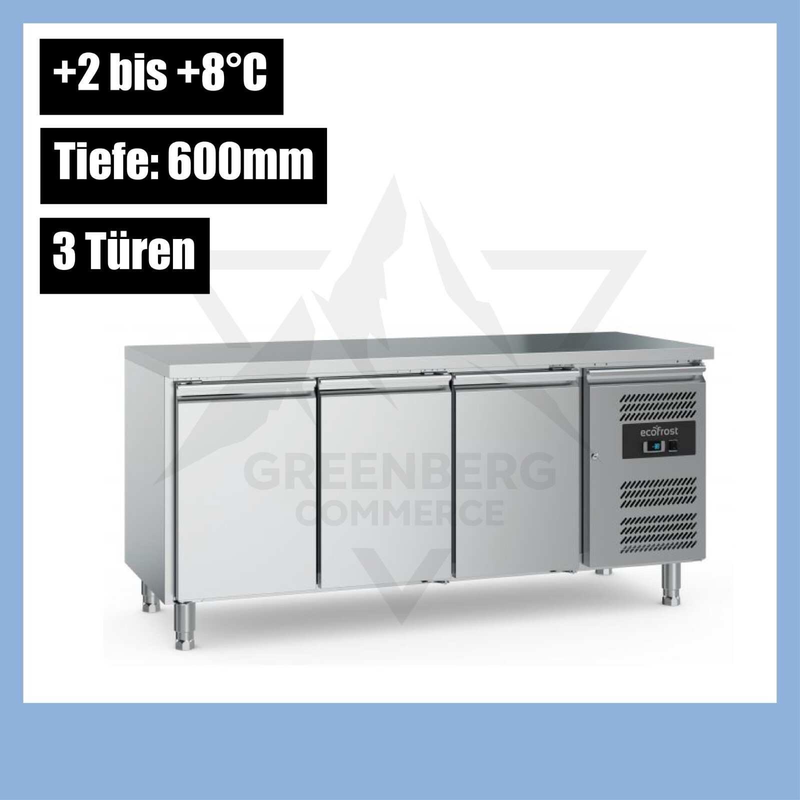 NEU Kühltisch Kühltheke Arbeitstisch Edelstahl 600mm 3 Türen Gastronomie