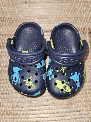 Crocs classic monster print clogs Child Toddlers size 4, Halloween 