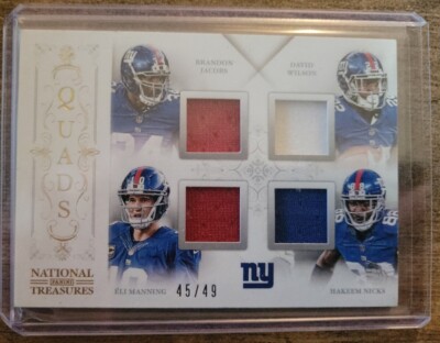 2013 Panini National Treasuress Quads Patch Manning Jacobs Wilson Nicks #45/49!