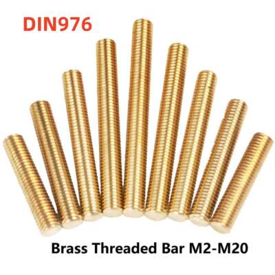 BRASS THREADED ROD Studding Studs Bars DIN976 2mm 2.5mm 3mm 4mm 5mm 6mm - 20mm