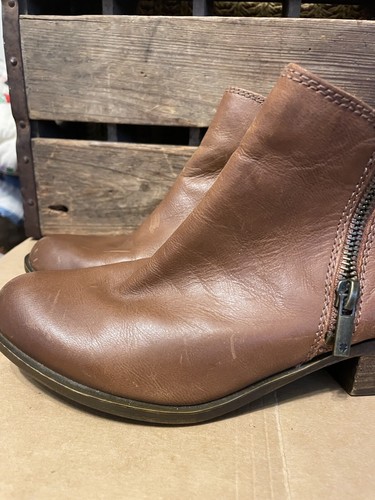 Lucky Brand Women's Basel Ankle Bootie Toffee Tan Leather Ankle Boots Size 6 M - Picture 4 of 8