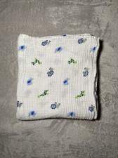 First Impressions Blanket Giraffe Elephant Lion Blue Green Gray Muslin Swaddle