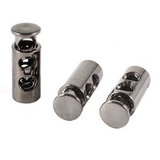 3 Pcs Black Plastic 5mm Dia Dual Hole Spring Loaded Cord Locks Ends Stoppers