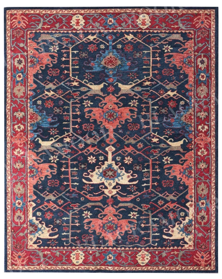 Channing Blue Oriental Parsian Tufted Handmade 100% Woolen Without Tariff & Duty - Image 3 of 4