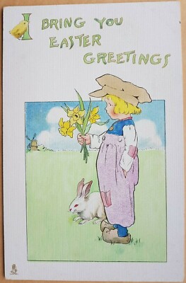 Ich bringe dir Ostergrüße. Holländische Kinder. Tuck Serie Nr. 751.