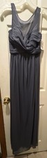 Davids Bridal Sleeveless Long Mesh Dress Illusion Neckline Pewter Size 0 NWT