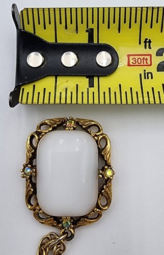 Collana orecchini vetro latte vintage di qualità set sposato strass AB tono oro - Foto 9 di 19