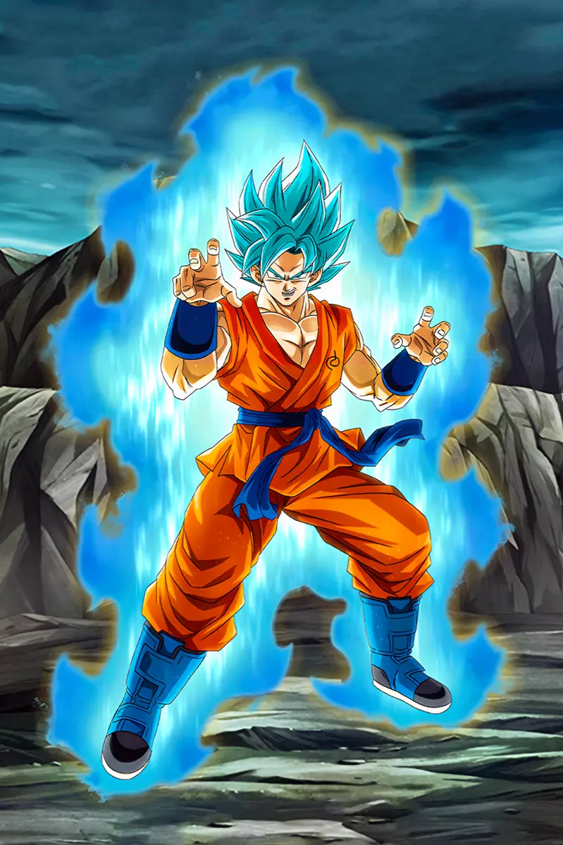 Dragon Ball Poster DBS Goku SSJ Blue Fight Pose 12inx18in Free