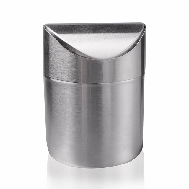 Amteker Mini Countertop Trash Can Brushed Stainless Steel Table