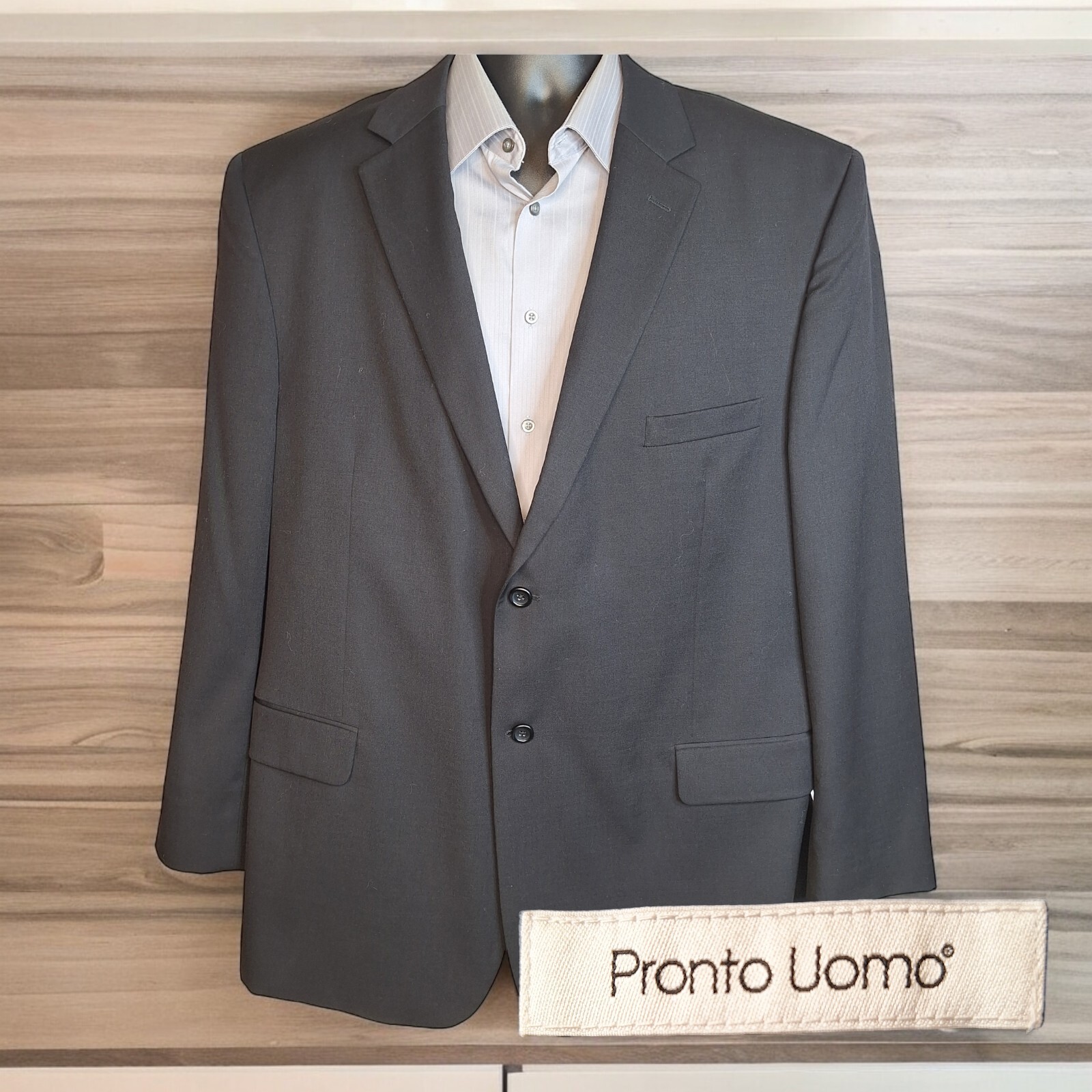 Pronto Uomo Black Wool Double Vented Mens 50L Blazer Jacket