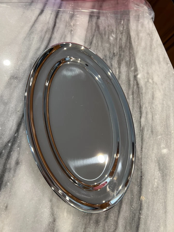 CONJUNTO DE 2 BANDEJAS VINTAGE BANHADAS A PRATA COUZON ANTIGAS RARAS POR LUNT FEITAS NA FRANÇA - Imagem 2 de 2