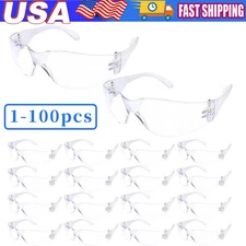 1-100 PAIR PACK Protective Safety Glasses Clear Lens Work UV ANSI Z87 Lot of 12