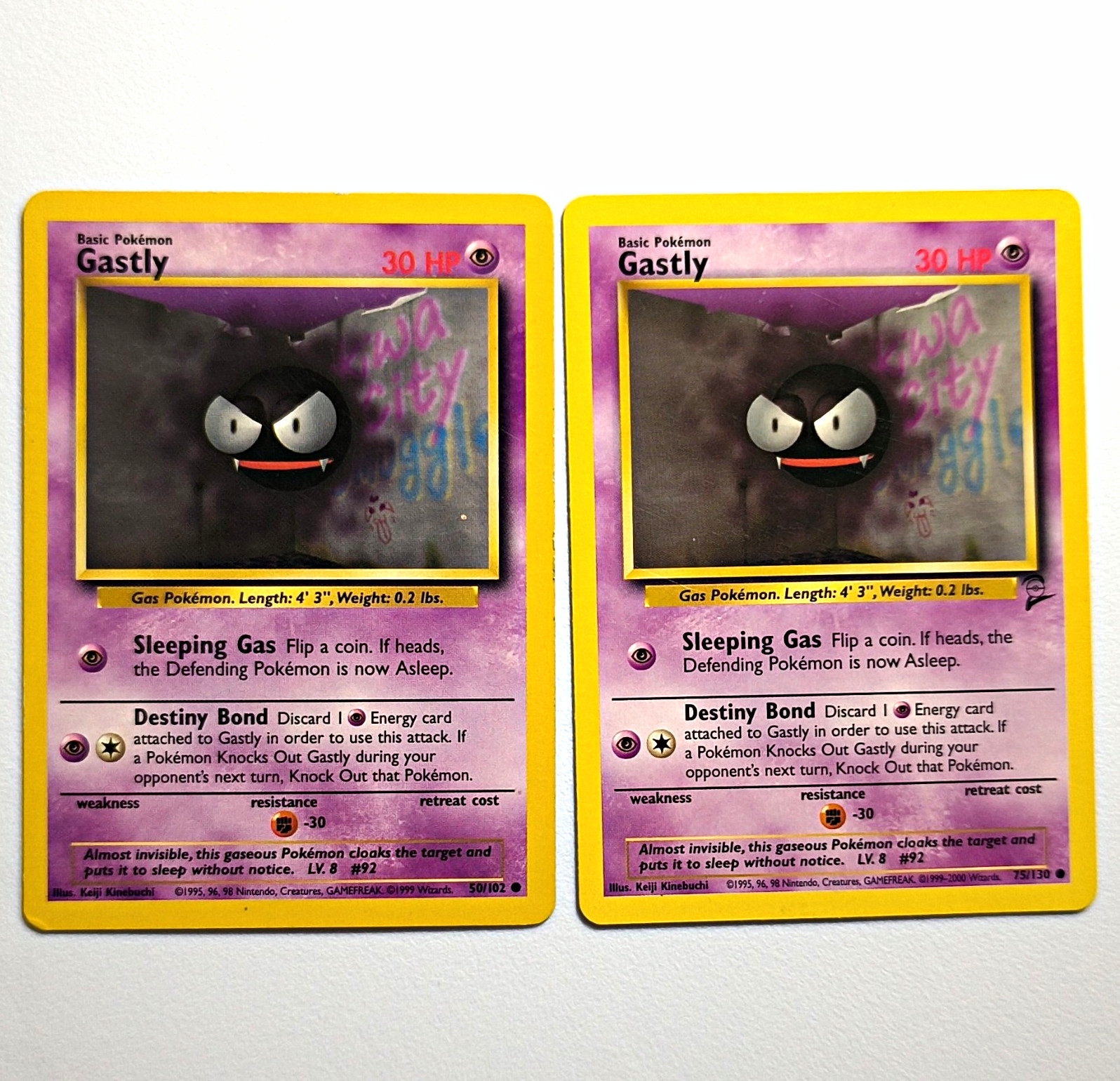 Pokemon TCG Gastly 2-Card Lot Base Set/Base Set 2 50/102 75/130 MP/LP
