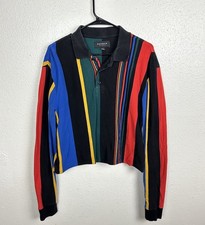 Camisa Polo Pacsun Para Mujer Talla Pequeña Manga Larga Casera Corta Rayas