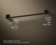 KOHLER KALLAN MATTE BLACK 18 TOWEL BAR R22080-BL BRAND NEW IN BOX