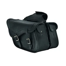  Motorcycle Saddle Bags Genuine Leather Motorcycle 13”x13“x10” Black No Stud