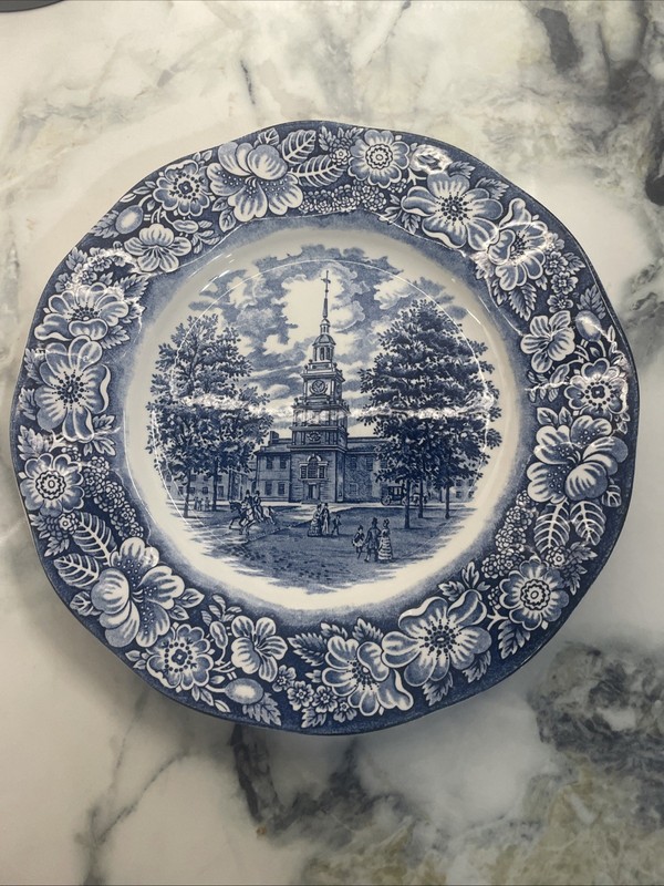 Liberty Blue Independence Hall Blue White 10" Dinner Plate
