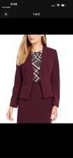 Ann Taylor Burgundy 2 Piece Skirt Suit Set Blazer Career Jacket, Size 8 Skin 6P