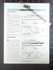 1982 1-page FEATURE on Chris Craft 35 350 & 33 336 Convertible yacht boat