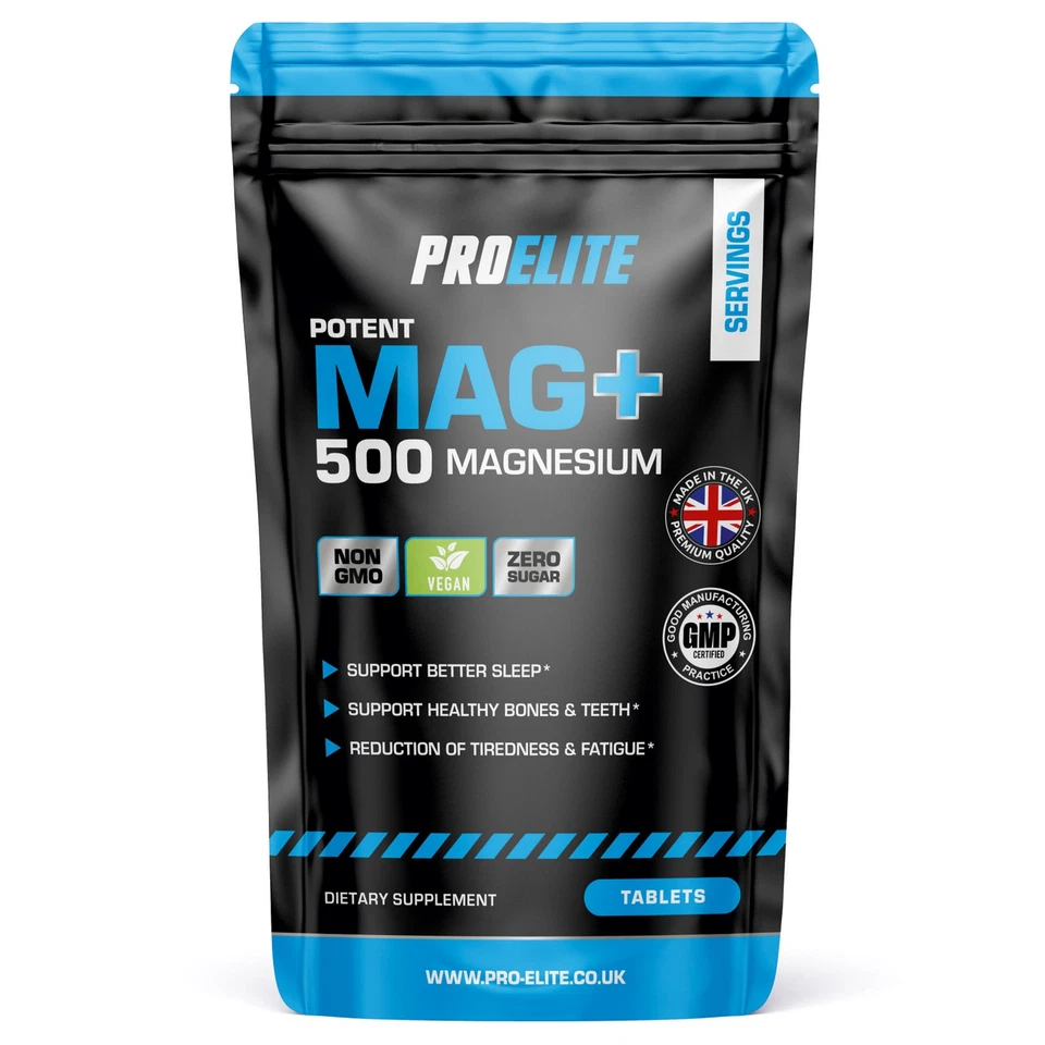 PROELITE Magnesium Oxide 500mg - 365 Tablets Muscle Tiredness Fatigue Bones Teeth Heart