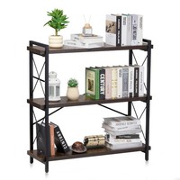 Rustikales BüCherregal Standregal Lagerregal Metall 3 Ebenen 90X30X91Cm