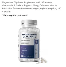 Magnesium Glycinate Supplement With L-Theanine, Gaba Valerian Chamomile  (Qty 2)