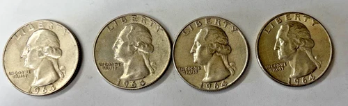 4-1964-D Washington Quarters 90% Silver Lot 1 Dollar Face Value