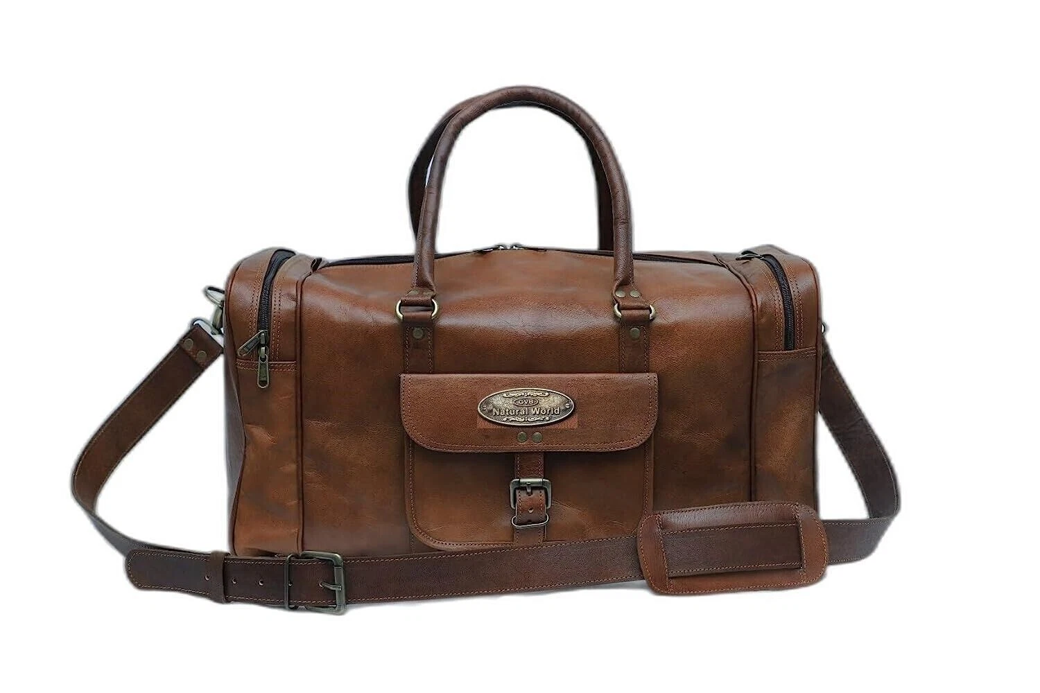 Borsone In Pelle Vintage Uomo &ndash; Borsea Weekend, Viaggio, Palestra &ndash; Fatta A Mano In India