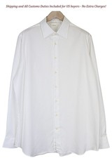 SUITSUPPLY Traveller Men's Shirt 45/17 3/4 Slim White Cotton Long Sleeve