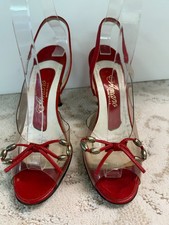Amaro Vintage womens dress Red High Hill shoes size 6- 1/2 with 3-1/2" hill