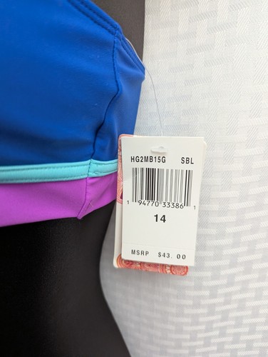 Hobie Girls' Size 14 Blue Strappy Swim Bikini Bralette Top Padded - Picture 4 of 7