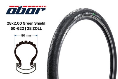 28 Zoll Fahrrad Reifen OBOR Mambo 28x2.0 Green Shield 50-622 Pannenschutz 3mm