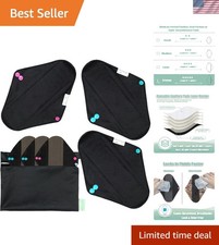 Luxury Charcoal Menstrual Pads - 6 Reusable Leak-Free for Overnight Use